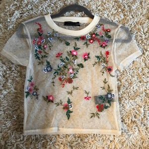 urban outfitters sheer embroidered top